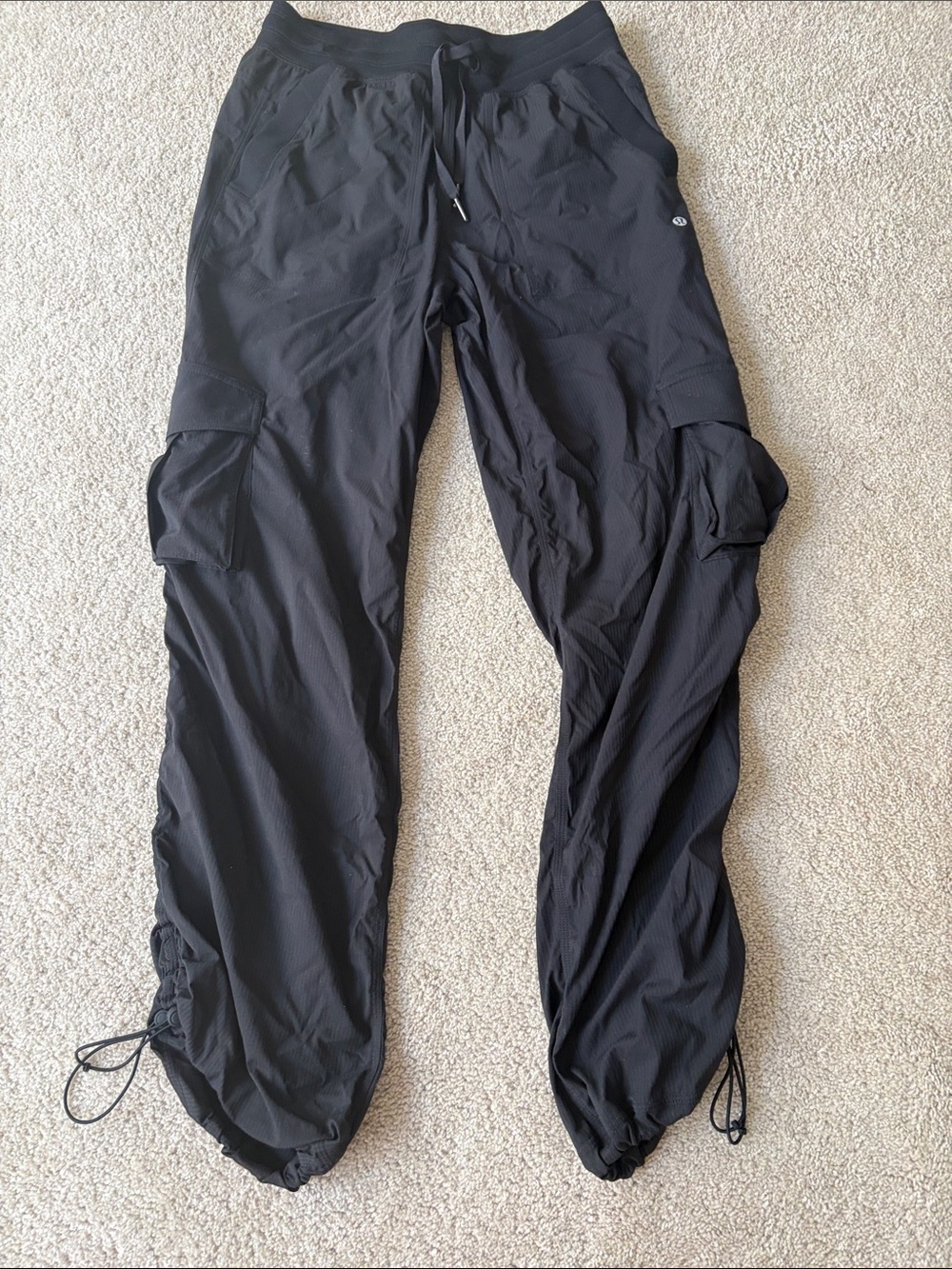 lululemon athletica Men's Black Cargo Joggers with Drawcord Ankles